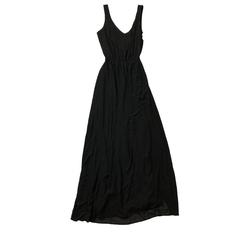 Show Me Your MuMu Kendall Maxi Dress Size Medium Black Chiffon Low Back V Neck - Picture 7 of 11